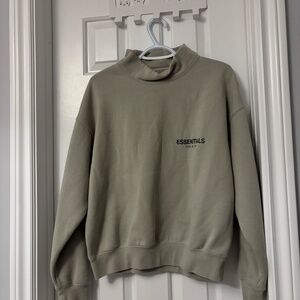 Essentials fear of god green ish grey fleece lined pullover